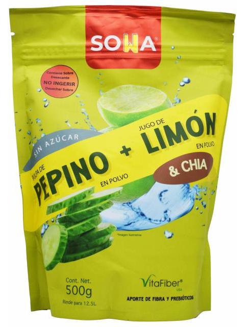 PULPA PEPINO JUGO DE LIMON CHIA 500 G SOWA
