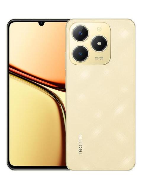 REALME C61 4GB RAM 256GB ROM UNISOC TIGER T612 6.74  90HZ PANTALLA 50MP AI CAMARA 5000MAH IP54 AI IMPERMEABLE MOTOR DE AI 15W SUPERVOOC DORADO