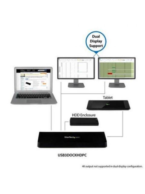 STARTECH  DOCKING STATION UNIVERSAL DISPLAYPORT HDMI 4K 4X USB 3.0 NEGRO - Imagen 5