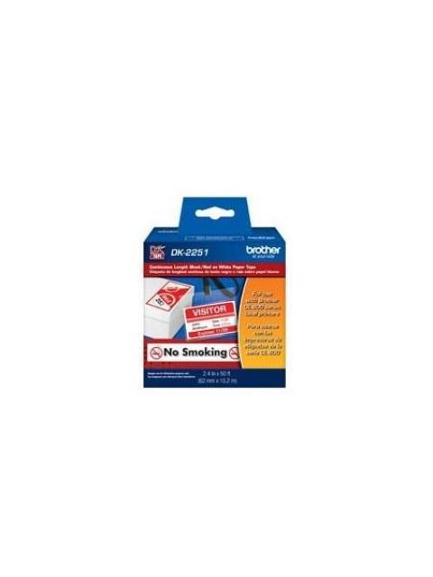 CINTA BROTHER DK-2251 NEGRO Y ROJO SOBRE BLANCO 6.2CM X 15.2M - Imagen 2