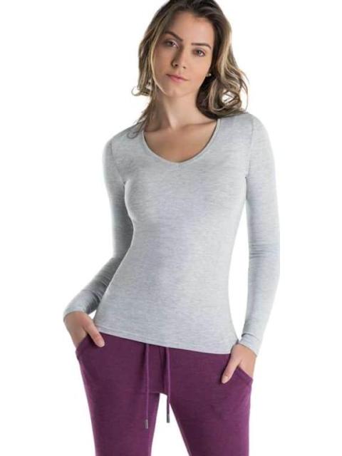 PLAYERA CUELLO V MANGA LARGA GRIS HOLLY LAND - Imagen 3