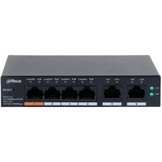 ROUTER DAHUA CS40064ET60 SWITCH POE DE 6 PUERTOS ADMINISTRABLE 4 PUERTOS POE 10-100 2 PUERTOS UPLINK 10-100-1000 60 WATTS TOTALES