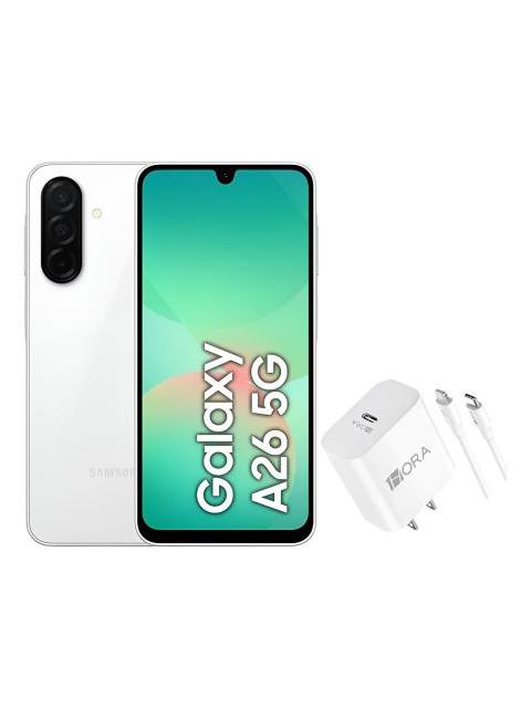 SAMSUNG GALAXY A26 5G DUAL SIM 128 GB 6 RAM WHITE + ADAPTADOR GENERICO BLANCO