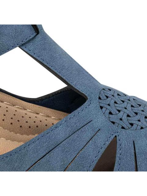 SANDALIA CON VALVULA AZUL MARINO SHOSH - Imagen 6