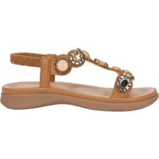 SANDALIA CONFORT CON BRILLOS CAMEL VI LINE