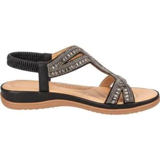 SANDALIA CONFORT CON BRILLOS NEGRO VI LINE