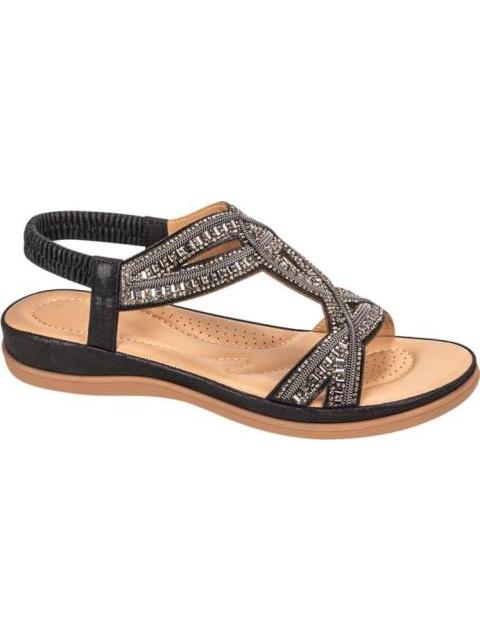 SANDALIA CONFORT CON BRILLOS NEGRO VI LINE - Imagen 2