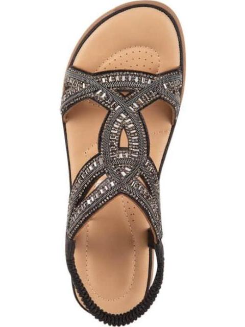 SANDALIA CONFORT CON BRILLOS NEGRO VI LINE - Imagen 3