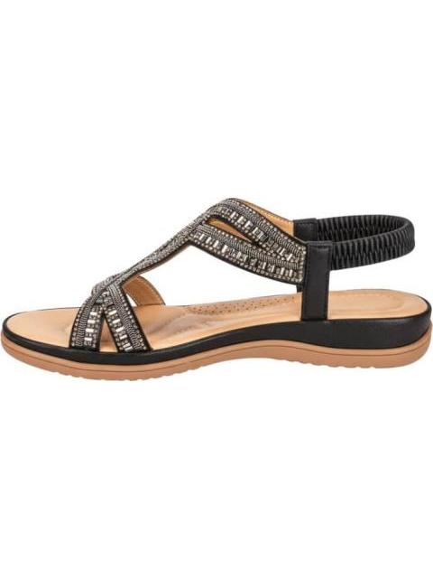 SANDALIA CONFORT CON BRILLOS NEGRO VI LINE - Imagen 5