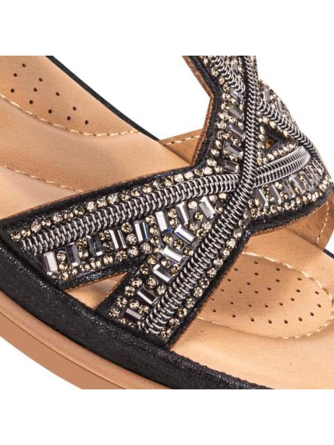 SANDALIA CONFORT CON BRILLOS NEGRO VI LINE - Imagen 6