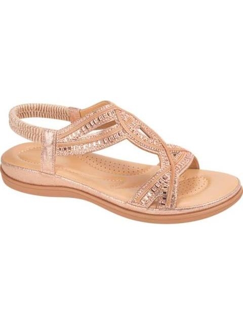 SANDALIA CONFORT CON BRILLOS ORO VI LINE - Imagen 2