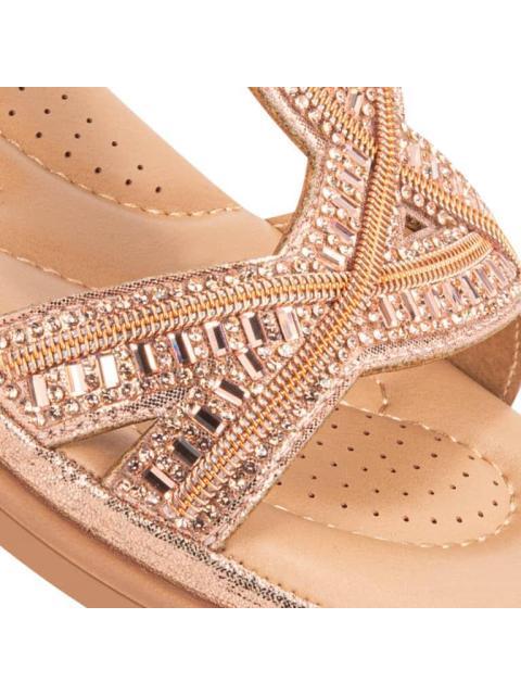 SANDALIA CONFORT CON BRILLOS ORO VI LINE - Imagen 6