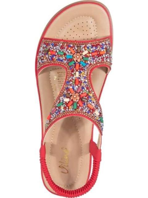 SANDALIA CONFORT CON BRILLOS ROJO VI LINE - Imagen 3