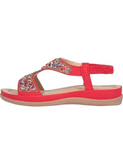 SANDALIA CONFORT CON BRILLOS ROJO VI LINE - Imagen 5