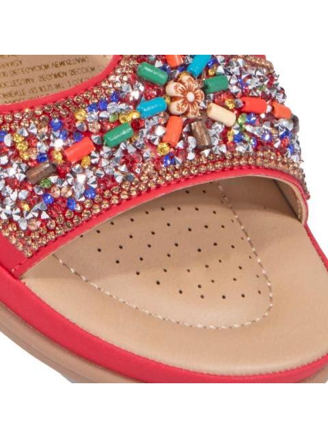 SANDALIA CONFORT CON BRILLOS ROJO VI LINE - Imagen 6