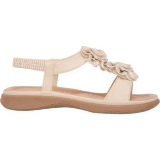 SANDALIA CONFORT FLORES BEIGE/HUESO VI LINE