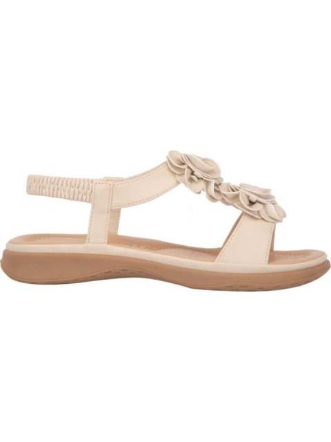 SANDALIA CONFORT FLORES BEIGE/HUESO VI LINE