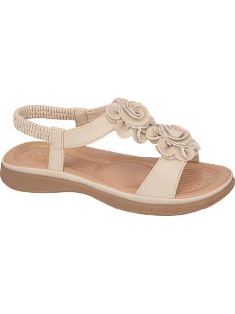 SANDALIA CONFORT FLORES BEIGE/HUESO VI LINE - Imagen 2
