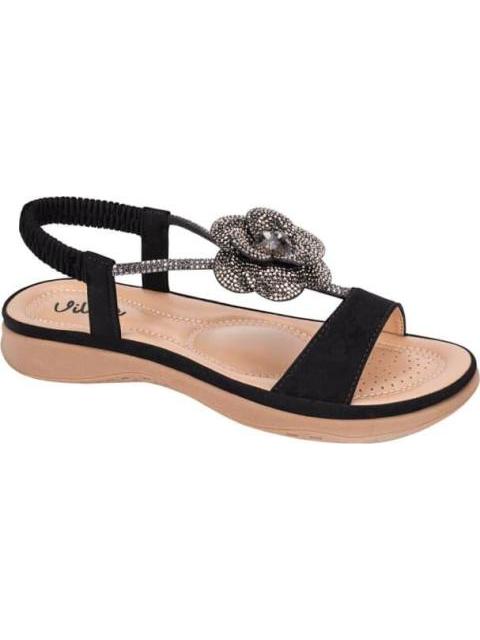 SANDALIA CONFORT CON BRILLOS NEGRO VI LINE - Imagen 2