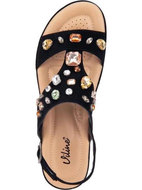 SANDALIA CONFORT CON BRILLOS NEGRO VI LINE - Imagen 3