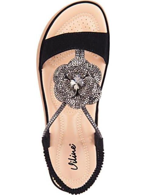 SANDALIA CONFORT CON BRILLOS NEGRO VI LINE - Imagen 4