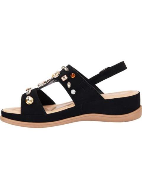 SANDALIA CONFORT CON BRILLOS NEGRO VI LINE - Imagen 5
