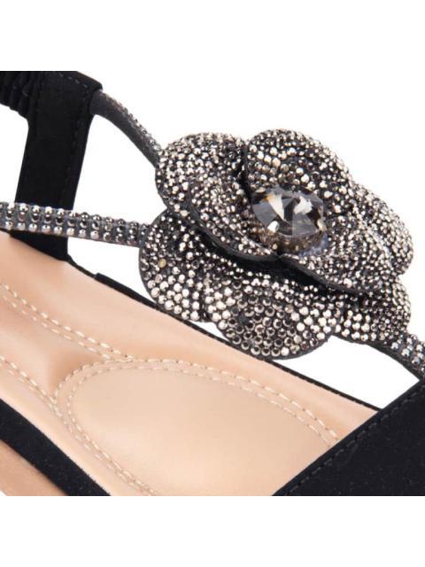 SANDALIA CONFORT CON BRILLOS NEGRO VI LINE - Imagen 6
