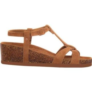 SANDALIA CUÑA PIEL CAMEL VI LINE