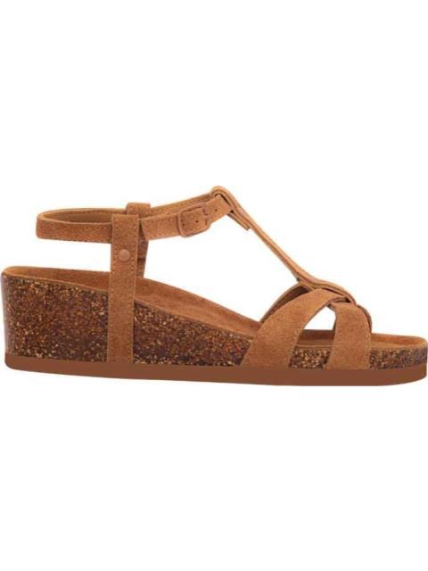 SANDALIA CUÑA PIEL CAMEL VI LINE