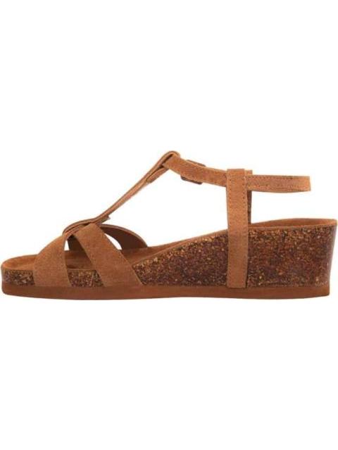 SANDALIA CUÑA PIEL CAMEL VI LINE - Imagen 5