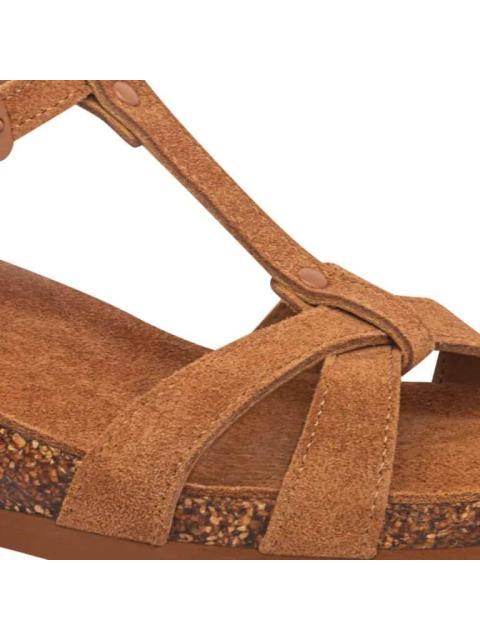 SANDALIA CUÑA PIEL CAMEL VI LINE - Imagen 6
