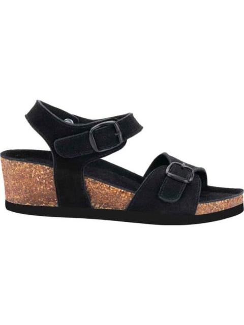 SANDALIA CUÑA PIEL NEGRO VI LINE