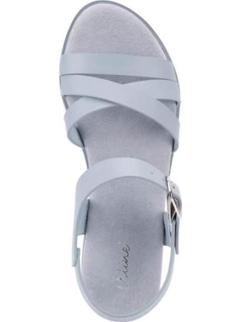 SANDALIA DE PIEL AZUL VI LINE - Imagen 3