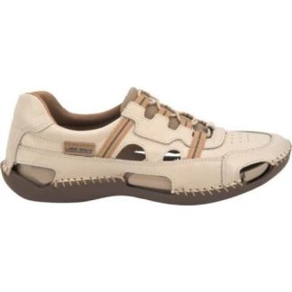 SANDALIA DE PIEL BEIGE/HUESO LOBO SOLO