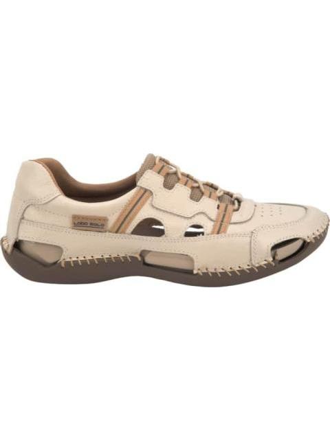 SANDALIA DE PIEL BEIGE/HUESO LOBO SOLO