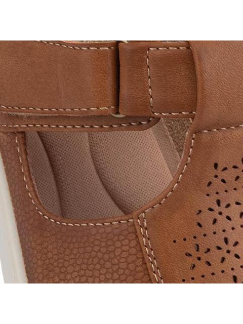 SANDALIA PERFORADA CAMEL SHOSH CONFORT - Imagen 6