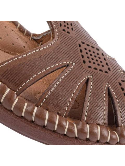 SANDALIA DE PIEL CAMEL SHOSH - Imagen 6