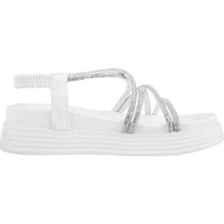 SANDALIA PLANA CON BRILLOS BLANCO VI LINE FASHION