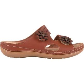 SANDALIA PLANA DE PIEL COGNAC SHOSH