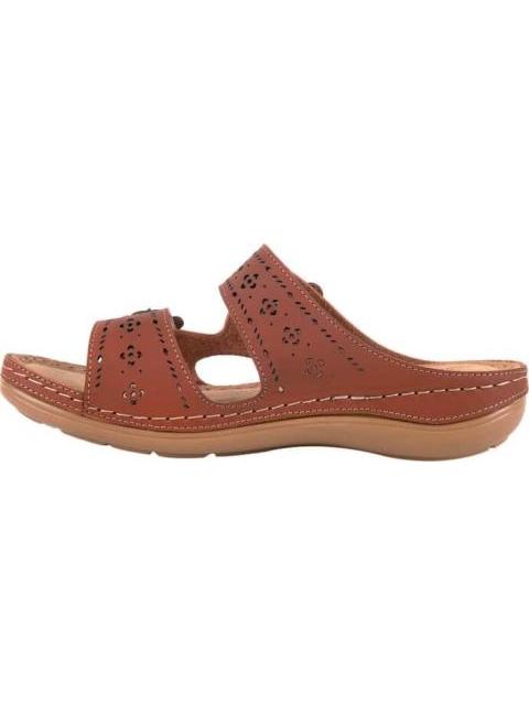 SANDALIA PLANA DE PIEL COGNAC SHOSH - Imagen 5
