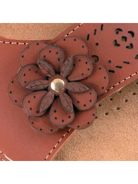 SANDALIA PLANA DE PIEL COGNAC SHOSH - Imagen 6