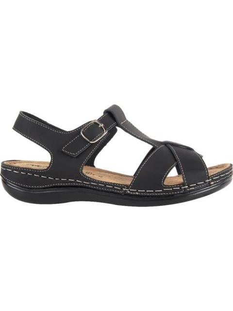 SANDALIA PLANA DE PIEL NEGRO SHOSH