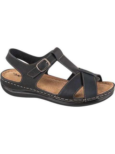 SANDALIA PLANA DE PIEL NEGRO SHOSH - Imagen 2