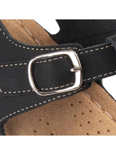 SANDALIA PLANA DE PIEL NEGRO SHOSH - Imagen 5