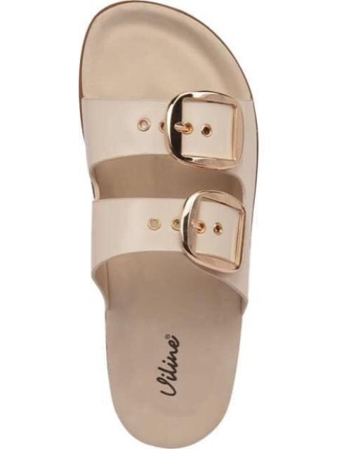 SANDALIA PLANA HEBILLAS BEIGE VI LINE - Imagen 3