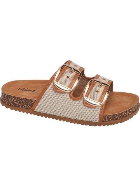 SANDALIA PLANA HEBILLAS CAMEL VI LINE - Imagen 2