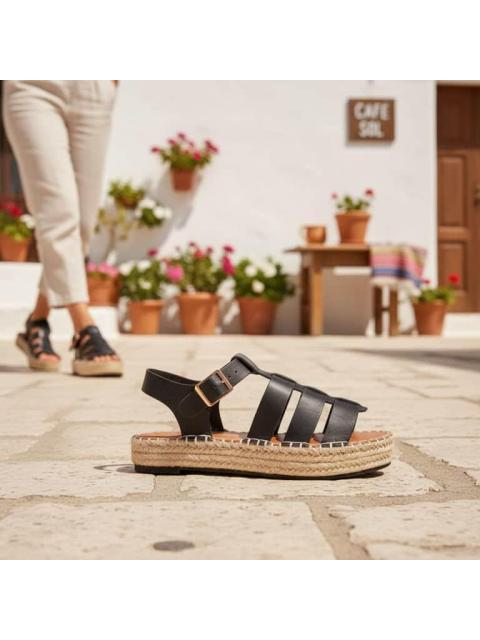 SANDALIA PLANA NEGRO VI LINE