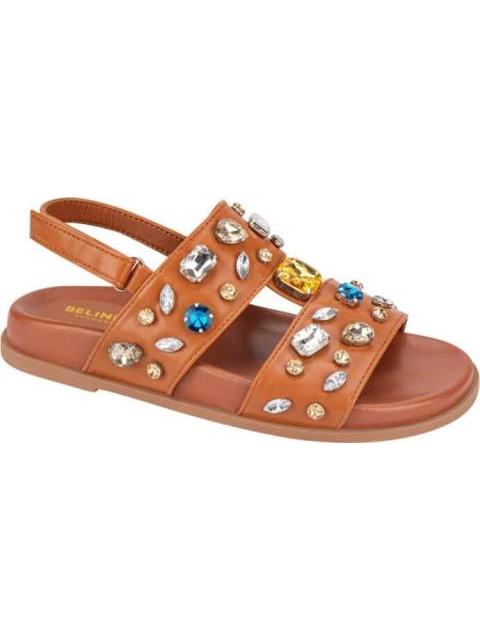 SANDALIA PLANA PIEDRAS COGNAC BELINDA PEREGRIN - Imagen 2