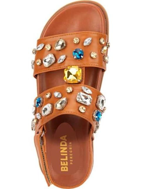 SANDALIA PLANA PIEDRAS COGNAC BELINDA PEREGRIN - Imagen 4