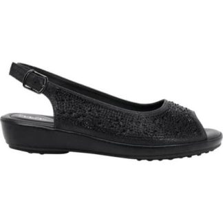 SANDALIA PLANA PIEDRAS NEGRO SHOSH